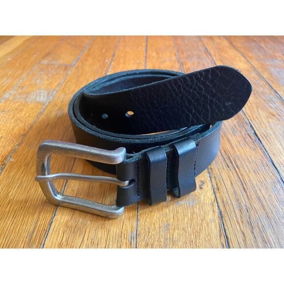 Heavy Duty Distressed Black Leather Belt Mens sz 44 - Picture 4 of 12